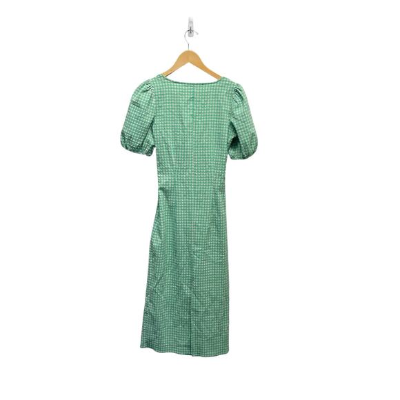 NWT Zara Gingham Cut Out Front Midi Dress in Green Women’s Size XS - Picture 8 of 10